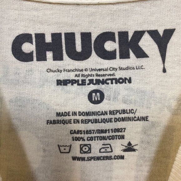 Bloody Disgusting X Chucky Child's Play Horror Beige T-Shirt Medium - Picture 5 of 5